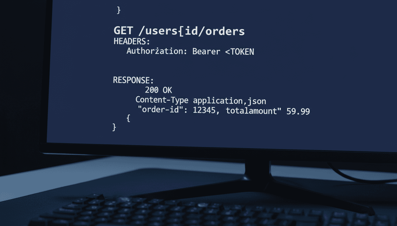 API documentation code on a dark computer screen