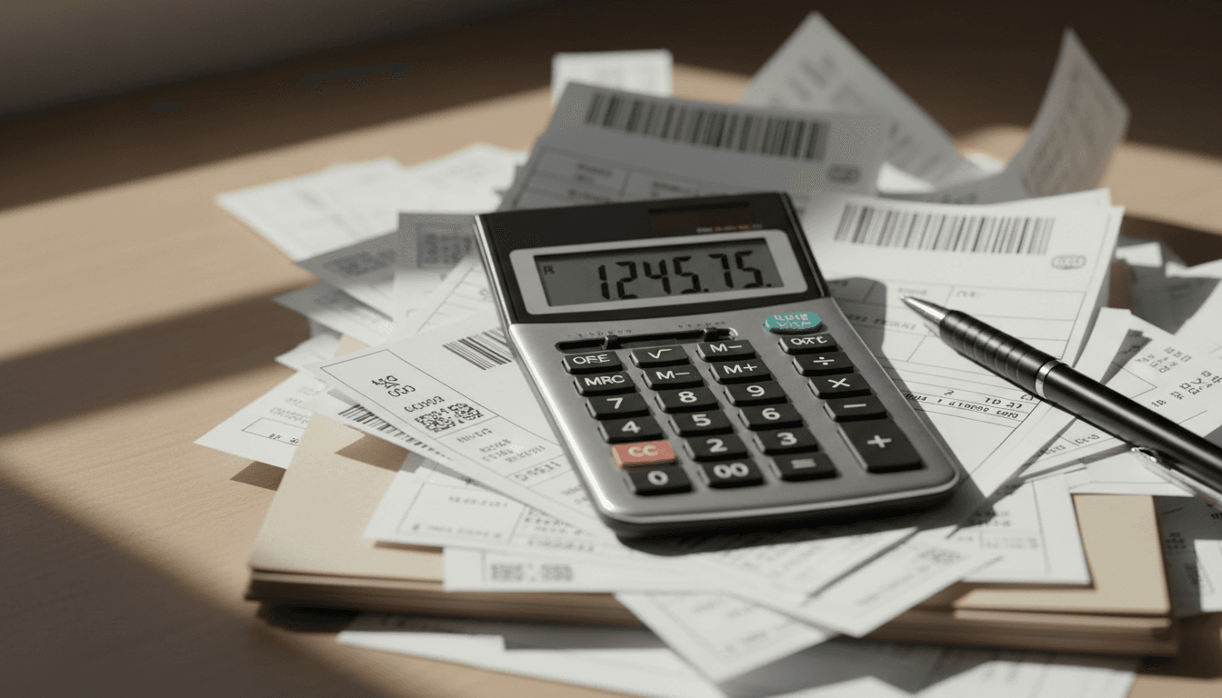 Calculator on shipping labels showing cost savings calculation