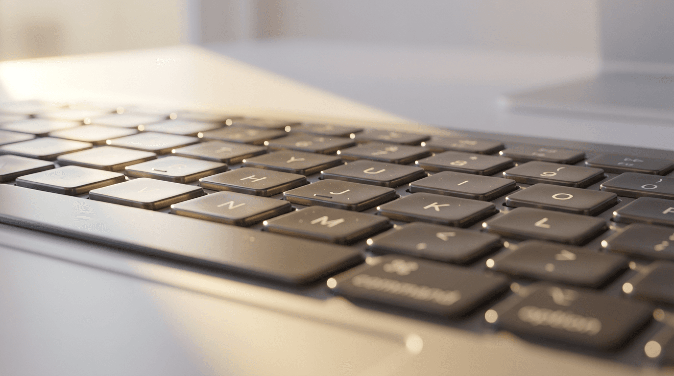 Hands typing on a laptop with shipping software visible