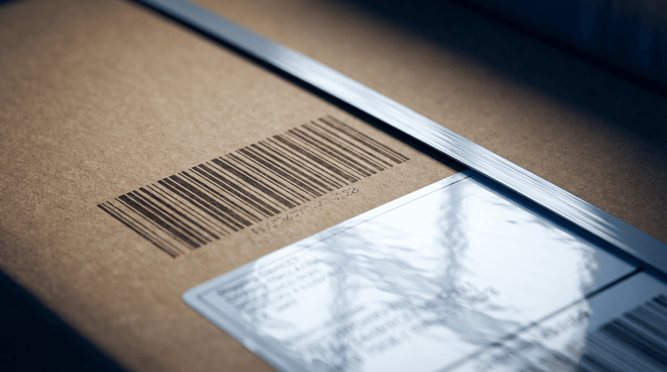 Shipping label with a crossed-out high price and a lower handwritten one